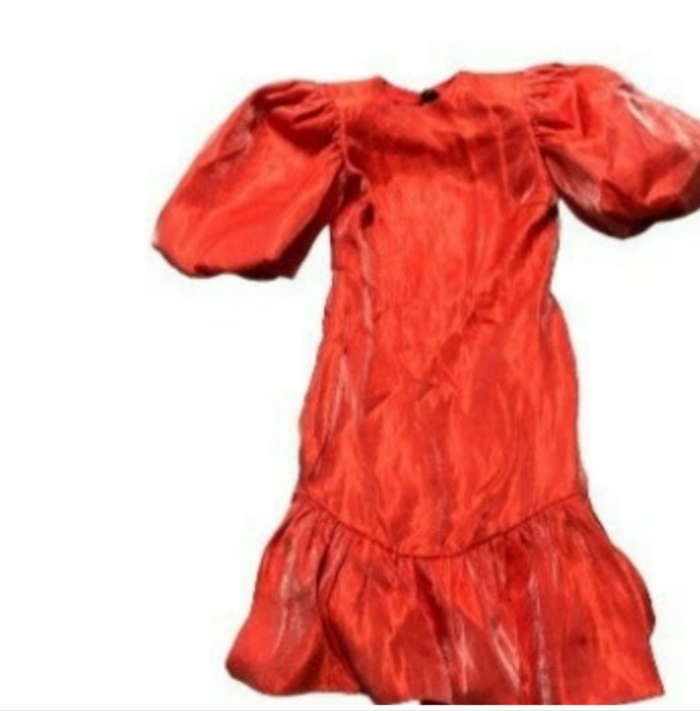 NWOT Redondo Puff Sleeve Open Back Orange Dress Sz XS